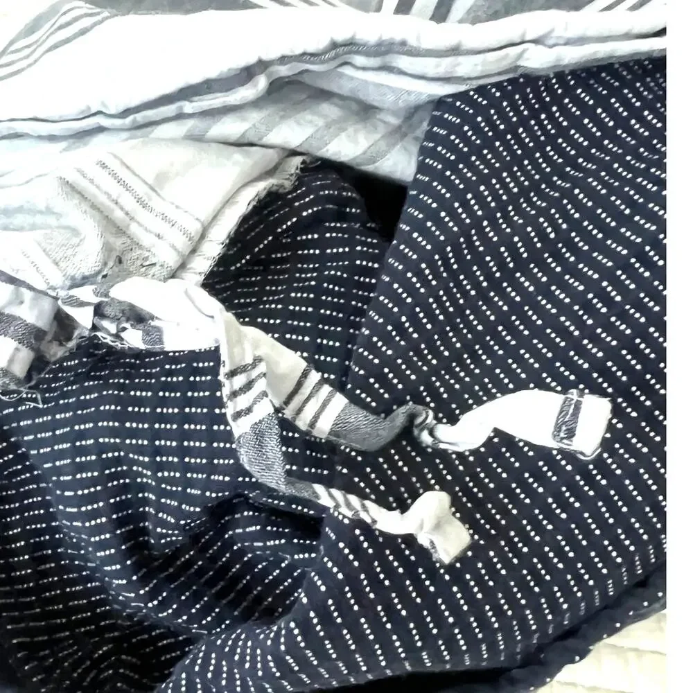 Pottery Barn Kids matelasse duvet cover navy blue white striped twin bedding